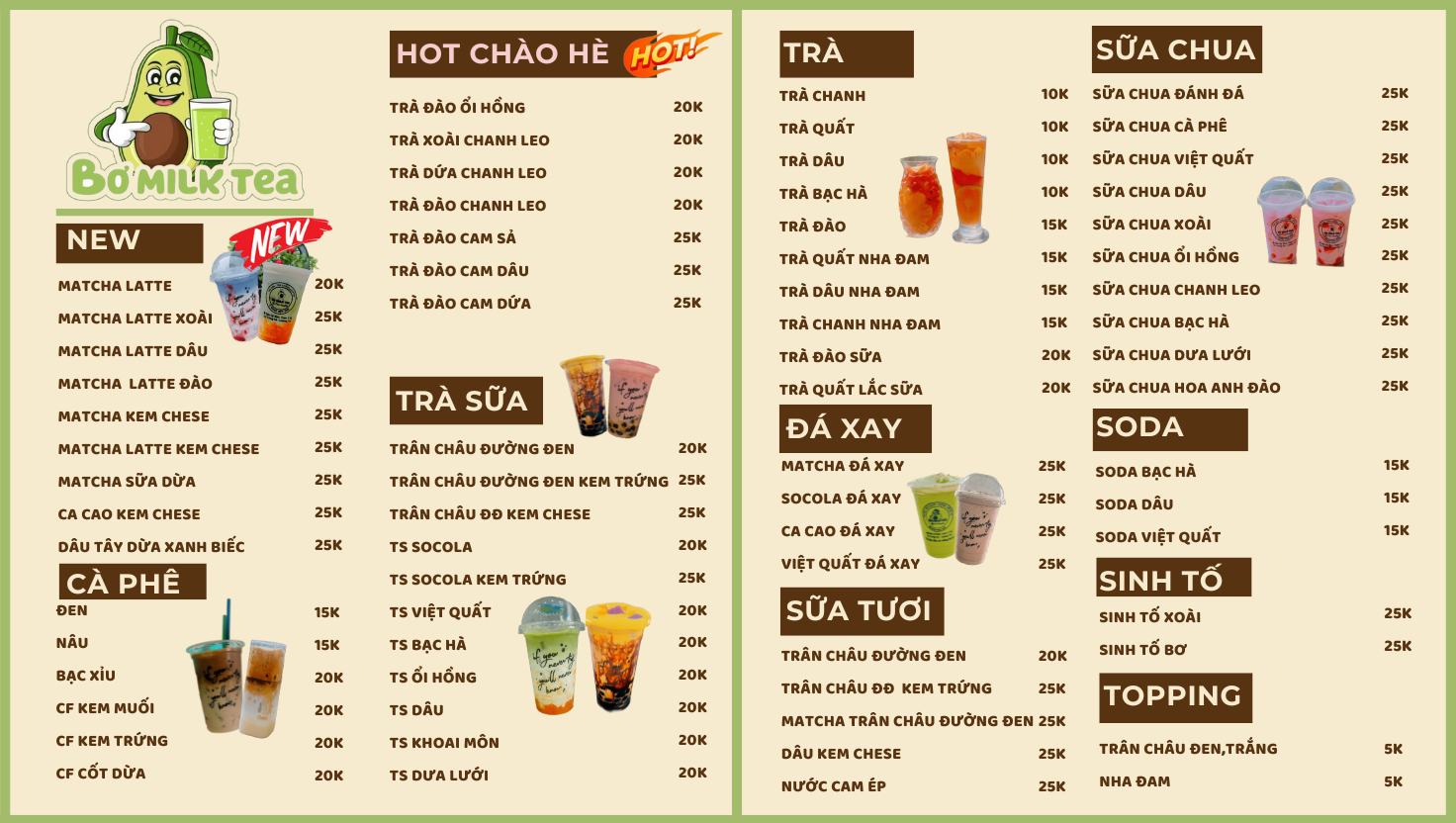 Menu đồ uống
