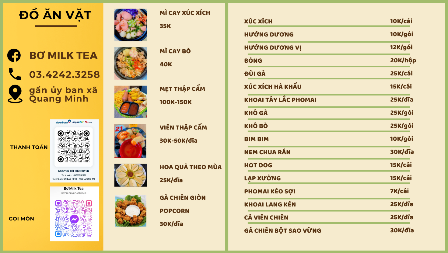 Menu ăn vặt
